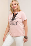 Lace Up Graphic Tee, Blush