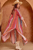 Embroidered Striped Duster