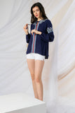 Coming Up Daisies Embroidered Top, Navy