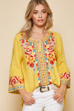South Beach Embroidered Top, Marigold Plus Size