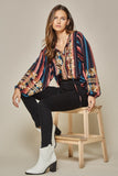 Striped & Embroidered Top, Multi