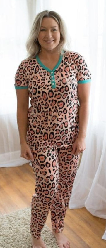 Leopard short sleeve loungewear set PJs