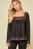 Floral Embroidered Babydoll Top