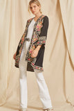 Embroidered Long Cardigan, Black