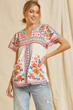 Floral Embroidered Top, Ivory