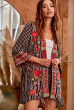 ANDREE BY UNIT / SAVANNA Embroidered Striped Cardigan