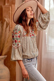 Floral Embroidered Printed Blouse