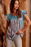 Andree by unit / Savanna Jane Floral Embroidered Paisley Print Top