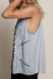 Feminine Floral Embroidered Top, Grey