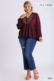 Floral Embroidered Top, Wine
