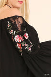 Floral Embroidered Bell Sleeve Top
